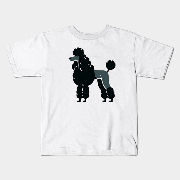 Black Standard Poodle Kids T-Shirt by fikriamrullah